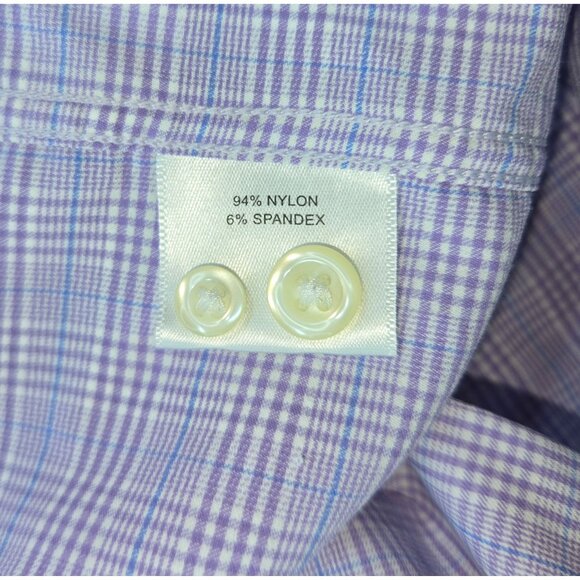 Peter Millar Mens Summer Comfort Check Shirt Medium Purple Plaid - Picture 6 of 7